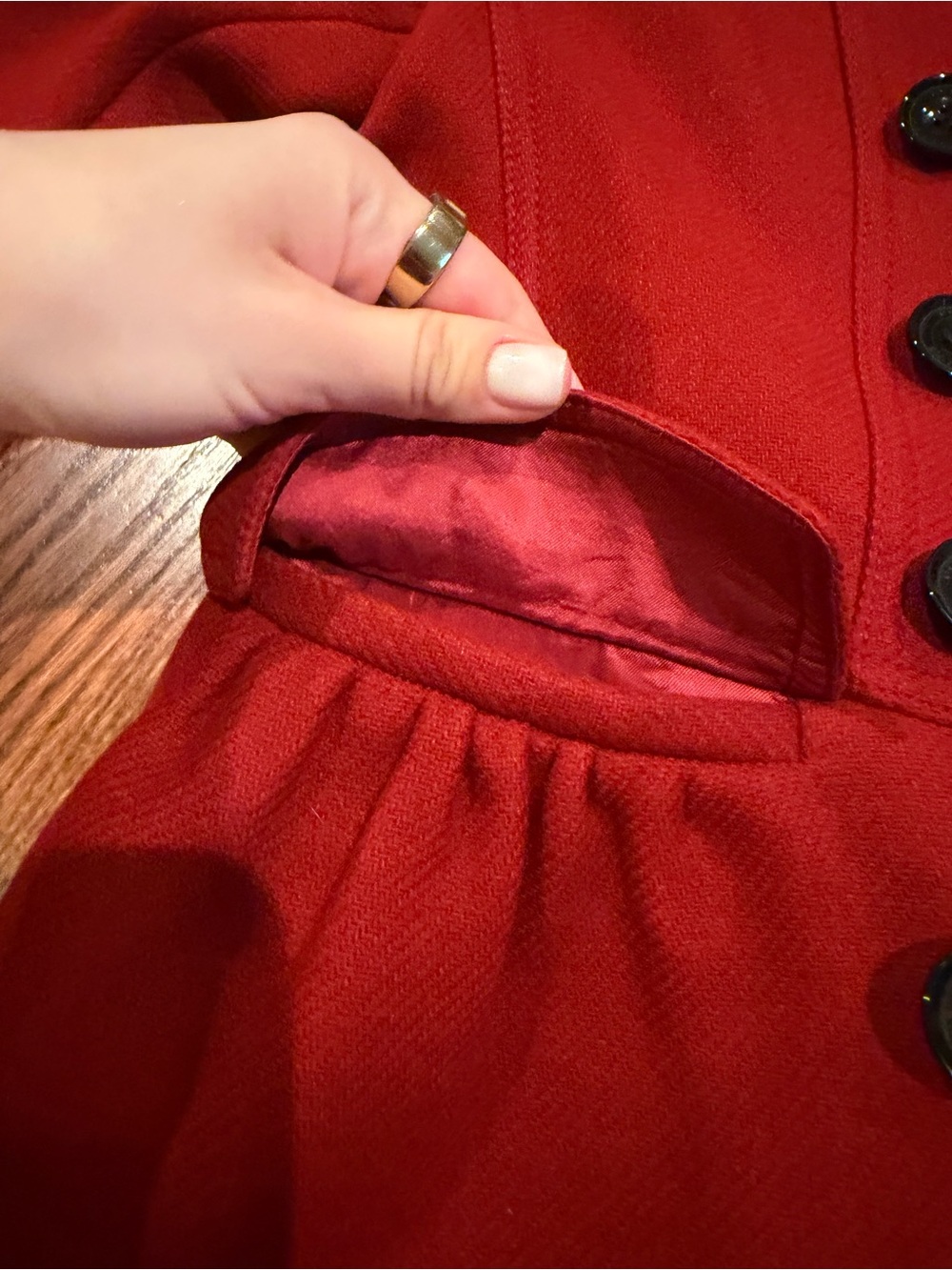 Burberry Red Double-Breasted Pea Coat Size 10 - Picture 9 of 13